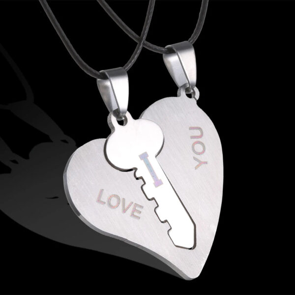 2 Pcs/Set Couple Necklace Stainless Steel Cute Cartoon Cat Animal Choker For Women Men Lovers Valentine's Day Jewelry Gi