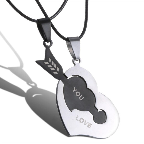 2 Pcs/Set Couple Necklace Stainless Steel Cute Cartoon Cat Animal Choker For Women Men Lovers Valentine's Day Jewelry Gi
