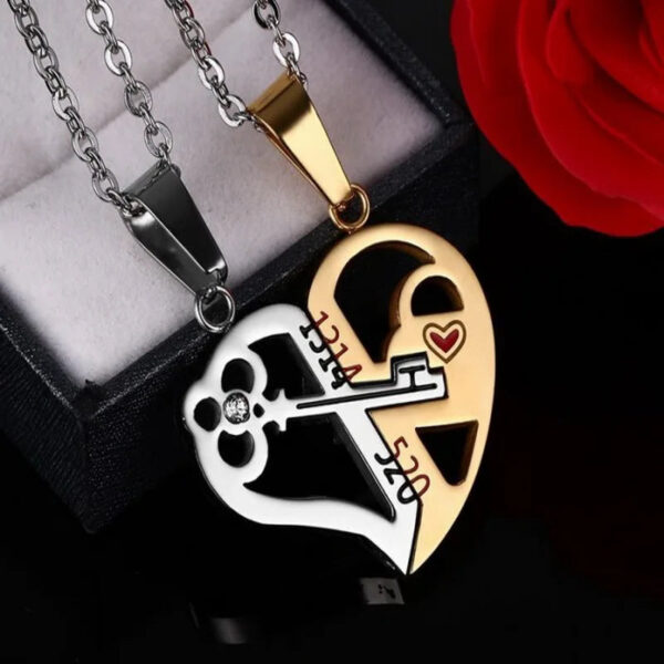 2 Pcs/Set Couple Necklace Stainless Steel Cute Cartoon Cat Animal Choker For Women Men Lovers Valentine's Day Jewelry Gi
