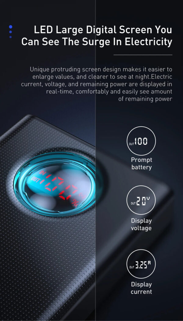 Baseus Power Bank 30000mAh 65W PD3.0 Quick Charging 3.0 FCP SCP Portable External For iPhone 14 12 13 Laptop Tablet Powe