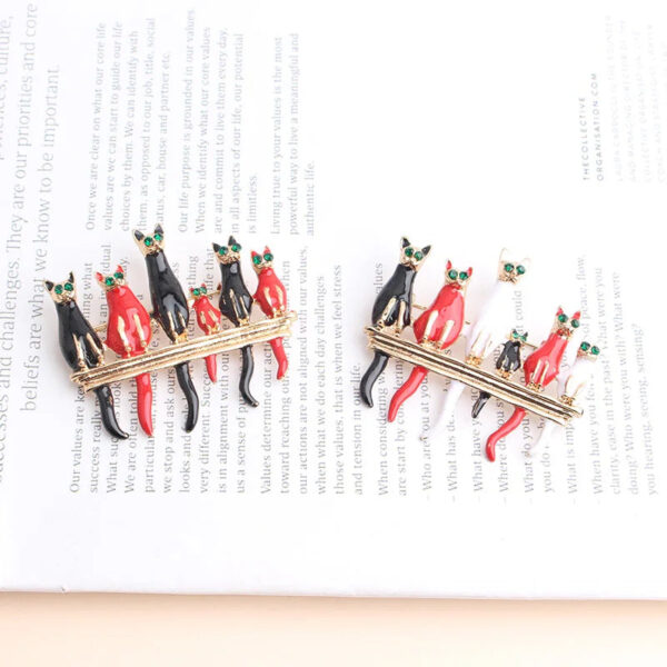 Pomlee 6-cats Standing Brooches For Women Animal Cats Family Friends Broches Fashion Bijouterie Broche Femme Bijoux De L