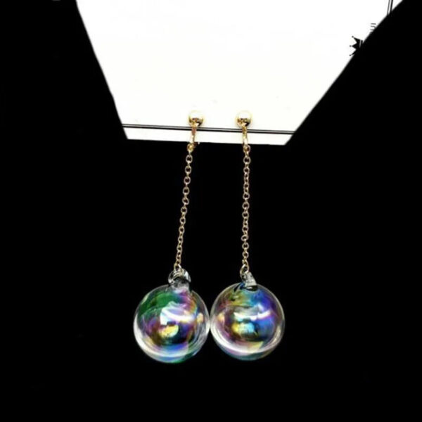 New Fashion Transparent Colorful Water Ball Clip on Earrings No Pierced for Women Party Luxury Pierced Earrings Bijouter