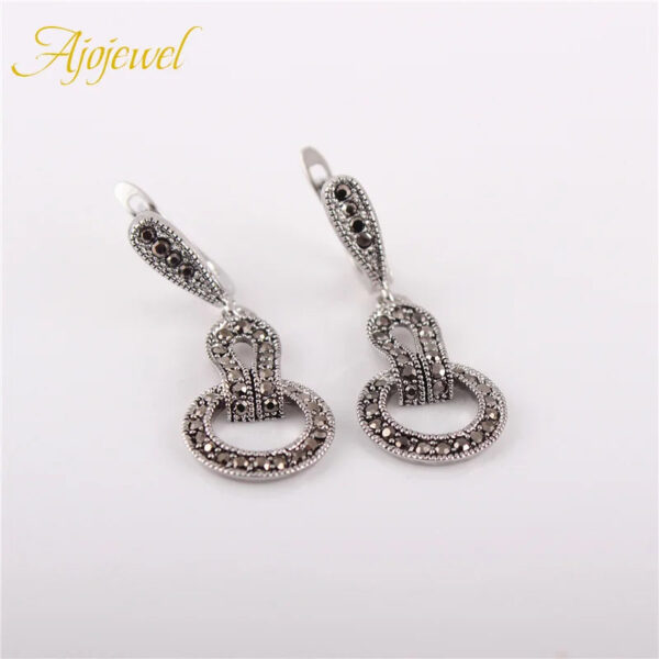 Ajojewel Brand Black CZ Women Geometric Earrings Vintage Jewelry Female Gift Bijouterie Costume Jewellery