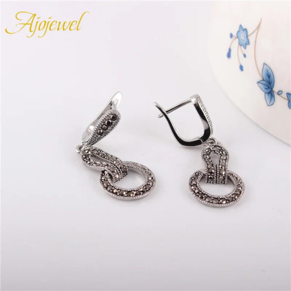 Ajojewel Brand Black CZ Women Geometric Earrings Vintage Jewelry Female Gift Bijouterie Costume Jewellery