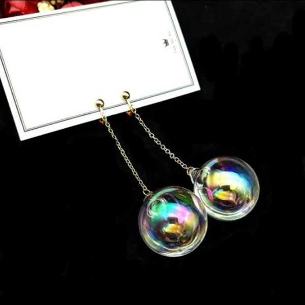 New Fashion Transparent Colorful Water Ball Clip on Earrings No Pierced for Women Party Luxury Pierced Earrings Bijouter