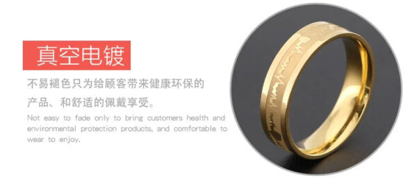 1Pcs Classic Stainless Steel Ring  Electrocardiogram Wave heartbeat Ring Wedding Couples Rings Bijouterie for Man or Wom