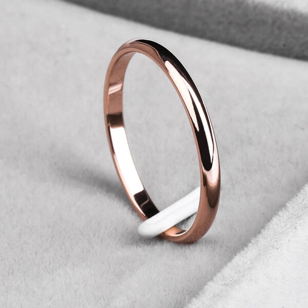 Ramos Stainless Steel Rings Rose Gold Anti-allergy Smooth Simple Wedding Couples Rings Bijouterie