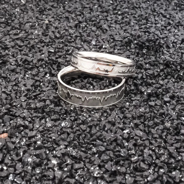 1Pcs Classic Stainless Steel Ring  Electrocardiogram Wave heartbeat Ring Wedding Couples Rings Bijouterie for Man or Wom