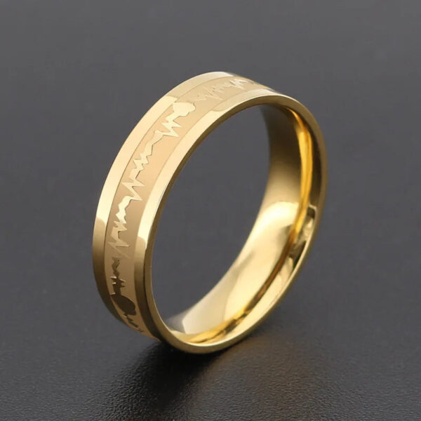 1Pcs Classic Stainless Steel Ring  Electrocardiogram Wave heartbeat Ring Wedding Couples Rings Bijouterie for Man or Wom