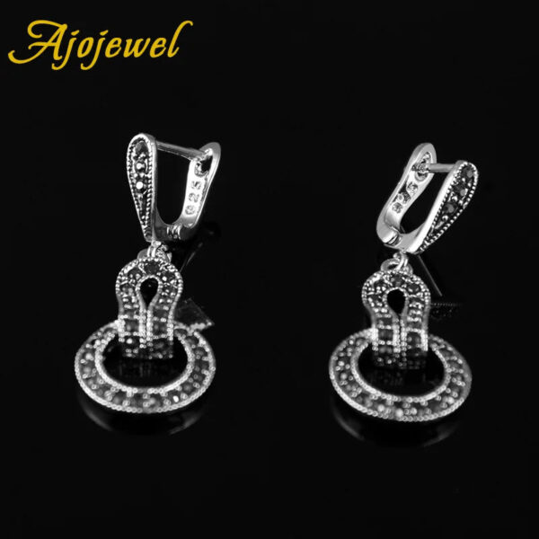 Ajojewel Brand Black CZ Women Geometric Earrings Vintage Jewelry Female Gift Bijouterie Costume Jewellery