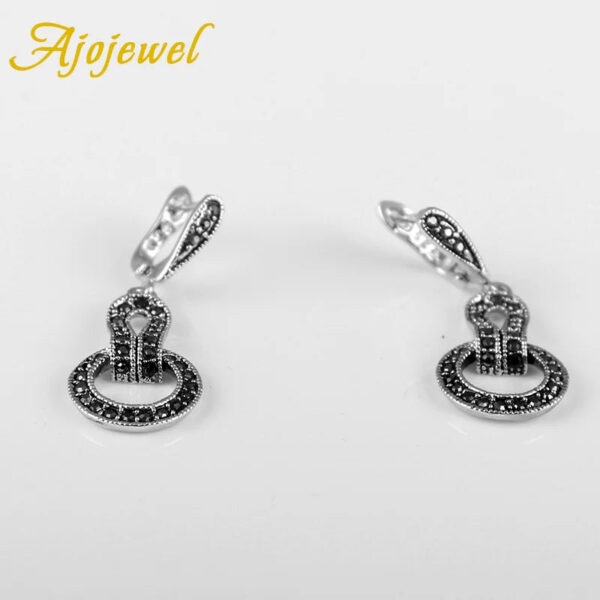 Ajojewel Brand Black CZ Women Geometric Earrings Vintage Jewelry Female Gift Bijouterie Costume Jewellery