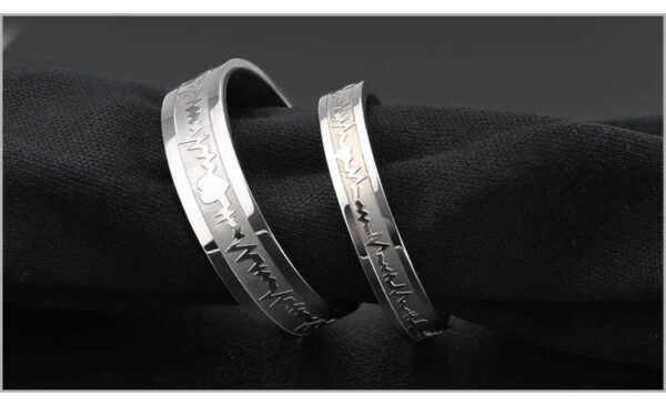 1Pcs Classic Stainless Steel Ring  Electrocardiogram Wave heartbeat Ring Wedding Couples Rings Bijouterie for Man or Wom