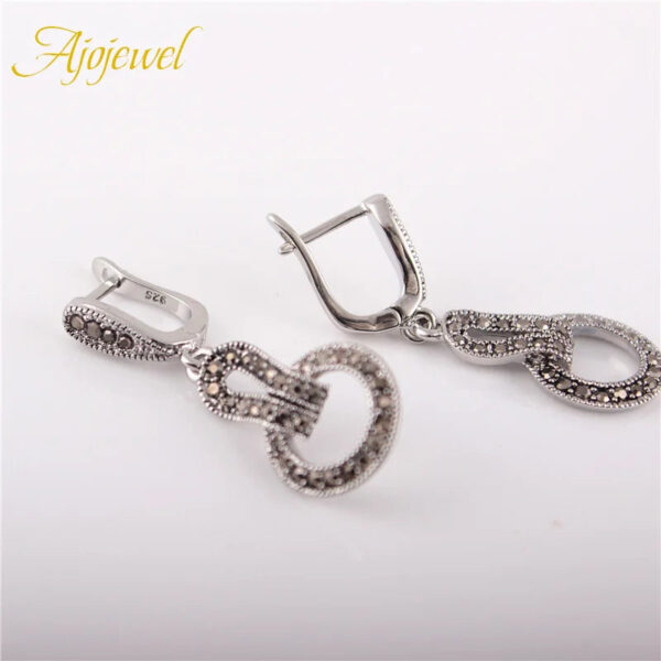Ajojewel Brand Black CZ Women Geometric Earrings Vintage Jewelry Female Gift Bijouterie Costume Jewellery