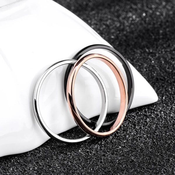 Ramos Stainless Steel Rings Rose Gold Anti-allergy Smooth Simple Wedding Couples Rings Bijouterie