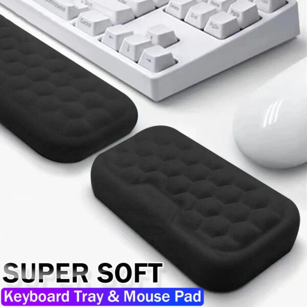 Wrist Mouse & Keyboard Protection Rest Pad Massage Texture For PC Laptop Gaming Office Keyboard Mouse Stand Memory Cotto