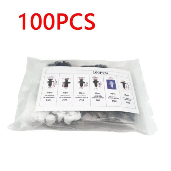 100 Pcs Plastic Buckle Set Car Body Push Rivets Replace Parts Bumper Fixing Nail Kit 6 Styles Auto Fasteners Nail Pinch