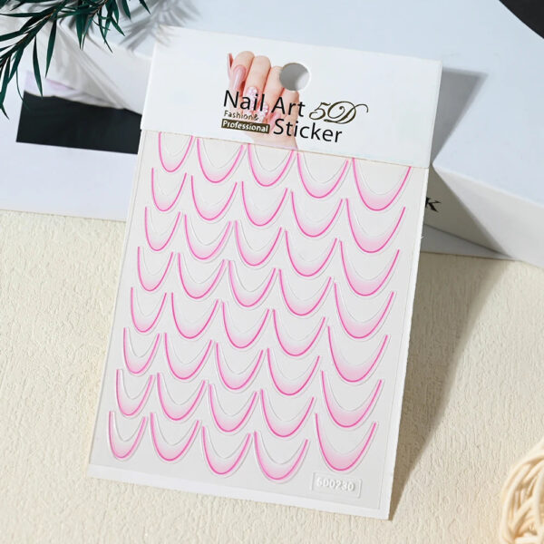 1Sheet French Gradient Line Nail Art Stickers Bend Stripe Design Self-adhesive Nail Tips DIY Manicure Decor Neon Slider
