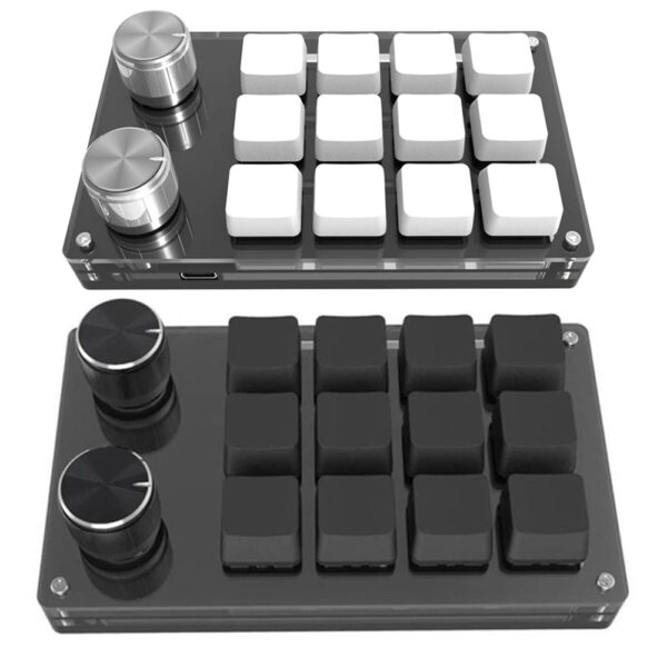USB Macro Custom Mini Keyboard 12 Keys 2 Knob Programming DIY Mechanical Keyboard Gaming Drawing Switch Portable Hot-swa