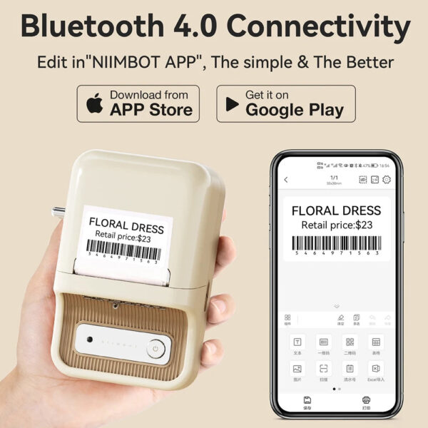 Niimbot b21 Color Label Printer Mini Portable Adhesive Labeller Printer Thermal Sticker Printer Machine For Phone/Laptop