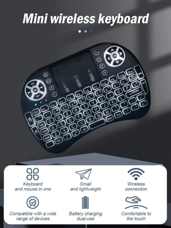 I8 Mini Wireless Keyboard 7 Color Backlit Russian French Spanish Portuguese Arabic 2.4G Air Mouse Remote for Android TV
