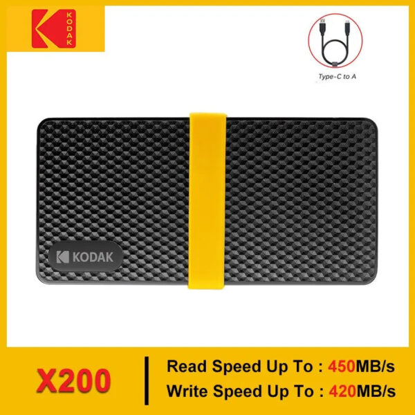 Kodak X200 Portable SSD 2TB 1TB USB 3.1 Type C External Drive Hard Disk 512GB 256GB Solid State Drive For PS4 Laptop Mac