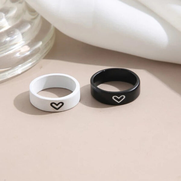 2Pcs Love Heart Matching Anniversary Couples Stuff Rings Ins Net Red For Women Men Valentines Day Aesthetic Jewelry Gift