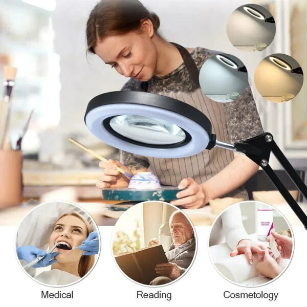 72LED 8X/10X NEW Illuminated Magnifier USB 3 Colors LED Magnifying Glass for Soldering Iron Repair/Table Lamp/Skincare B