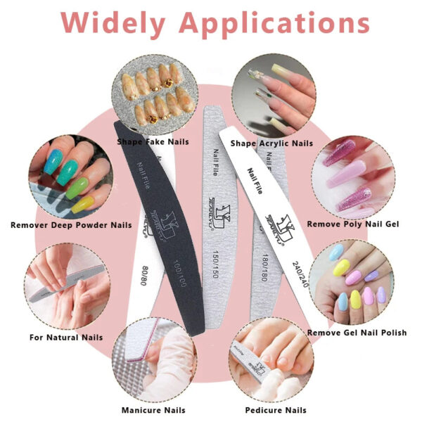 5Pcs/Lot Nail File Mix Color Limas 80/100/150/180/240 Grit Professional Sandpaper Cuticle Remover Buffer Files Manicure