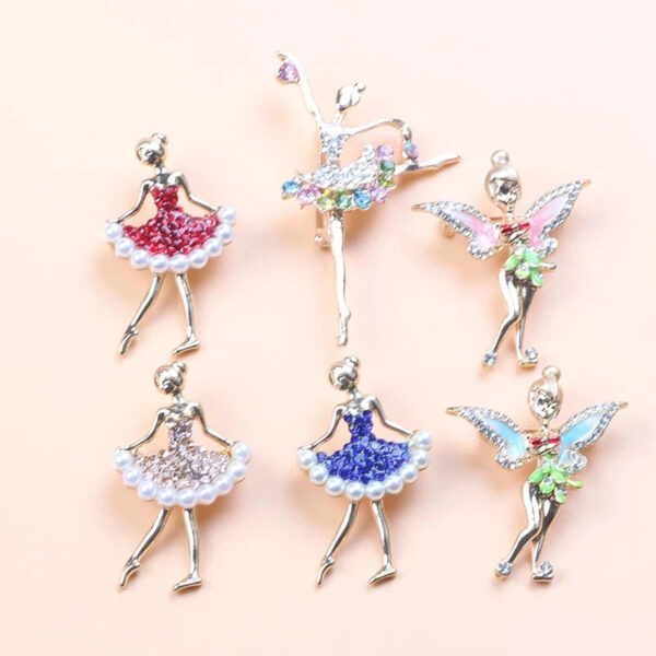 Gymnastics Girl Ballerina Girl Dancer Crystal Brooches for Women Cute Pin Bijouterie Collar Corsage Fashion Wedding Jewe