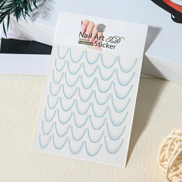 1Sheet French Gradient Line Nail Art Stickers Bend Stripe Design Self-adhesive Nail Tips DIY Manicure Decor Neon Slider