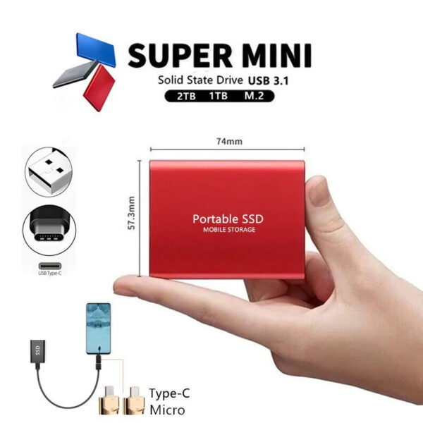 Portable SSD Type-C USB 3.1 60TB 30TB 16TB 8TB SSD Hard Drive 4TB External SSD M.2 for Laptop Desktop SSD Flash Memory D