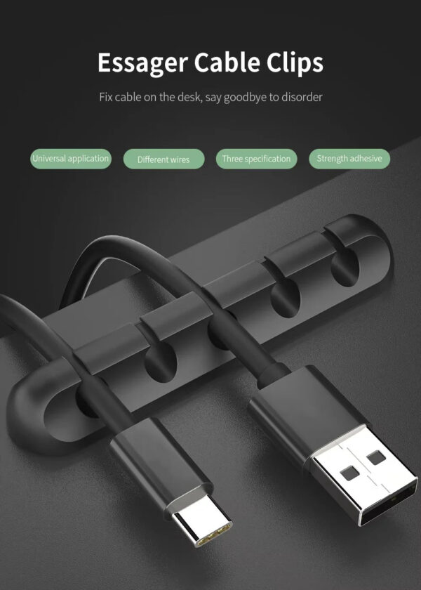 NNBILI Cable Holder Clips Cable Organizer Silicone USB Cable Winder Management Clips Self Adhesive for Mouse Keyboard He