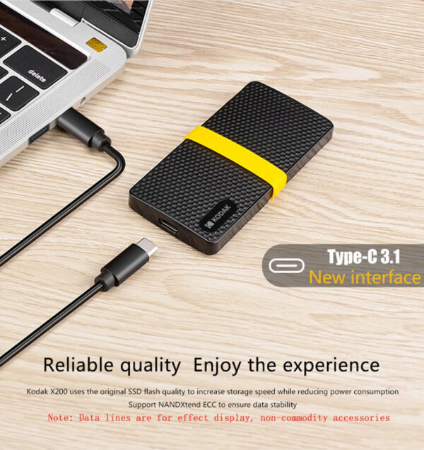 Kodak X200 Portable SSD 2TB 1TB USB 3.1 Type C External Drive Hard Disk 512GB 256GB Solid State Drive For PS4 Laptop Mac
