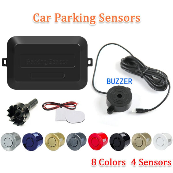 SINOVCLE 4 Sensors Buzzer 22mm Car Parking Sensor Kit Reverse Backup Radar Sound Alert Indicator Probe System 12V  Free