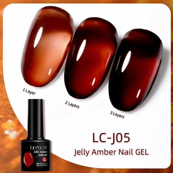 LILYCUTE 7ML Jelly Amber Gel Nail Polish Brown Crystal Translucent Dull Color Nail Art Gel Semi Permanent UV Gel Polish