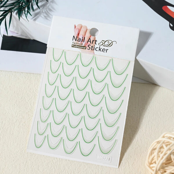 1Sheet French Gradient Line Nail Art Stickers Bend Stripe Design Self-adhesive Nail Tips DIY Manicure Decor Neon Slider