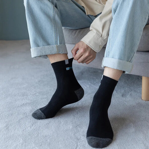 5 Pairs Size 37-43 Men Bamboo Fiber Autumn Winter Men Socks Breathable Cotton Sports Sock Breathable Deodorant Business