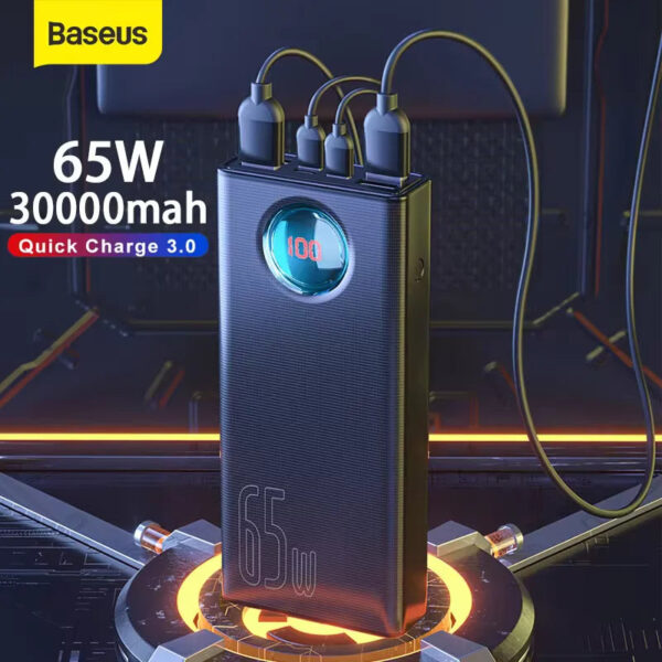 Baseus Power Bank 30000mAh 65W PD3.0 Quick Charging 3.0 FCP SCP Portable External For iPhone 14 12 13 Laptop Tablet Powe