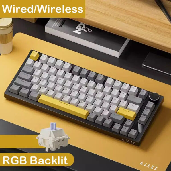 AJAZZ AK820/AK820Pro Mechanical Keyboard TFT Screen Multifunctional Knob Gaming Keyboard Wired/2.4GHz/BT Connect PC Keyb