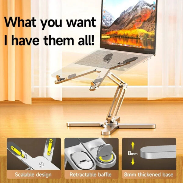 MC N86 Laptop Stand 360°Rotating Portable Notebook Bracket Heat Dissipation Folding Aluminum Holder Suitable for Macbook
