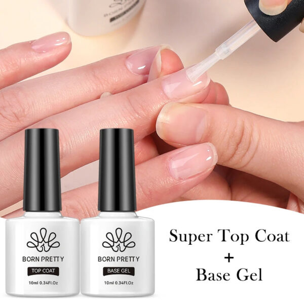 BORN PRETTY 10ml Base Gel Top Coat Rubber Gel Reinforcement Gel for Nails Tools Soak Off UV LED Nail Varnish Function Ge