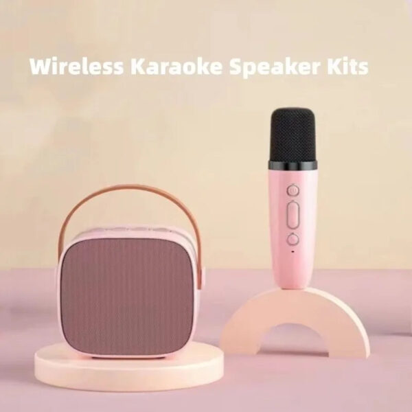 Portable Wireless Dual Microphones Karaoke Machine HomeKTV DSP System Bluetooth Speaker HIFI Stereo Surround For Kids Pa