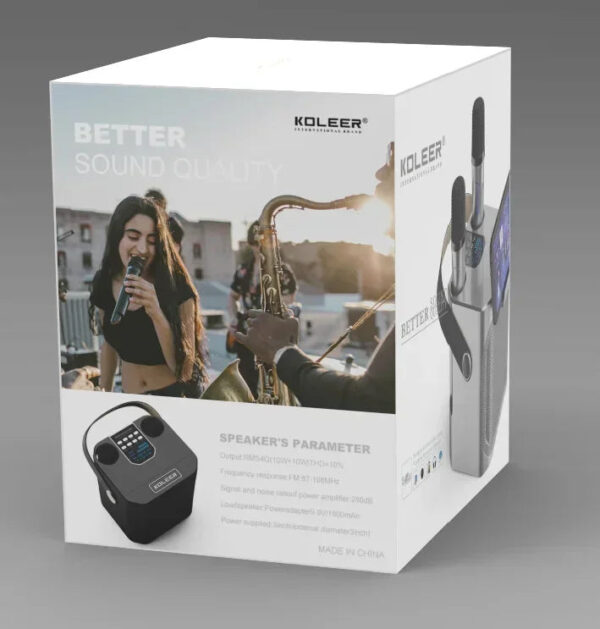High Power Karaoke Bluetooth Speaker with Dual Microphone Boombox Portable 360 Stereo Surround Waterproof Wireless Subwo