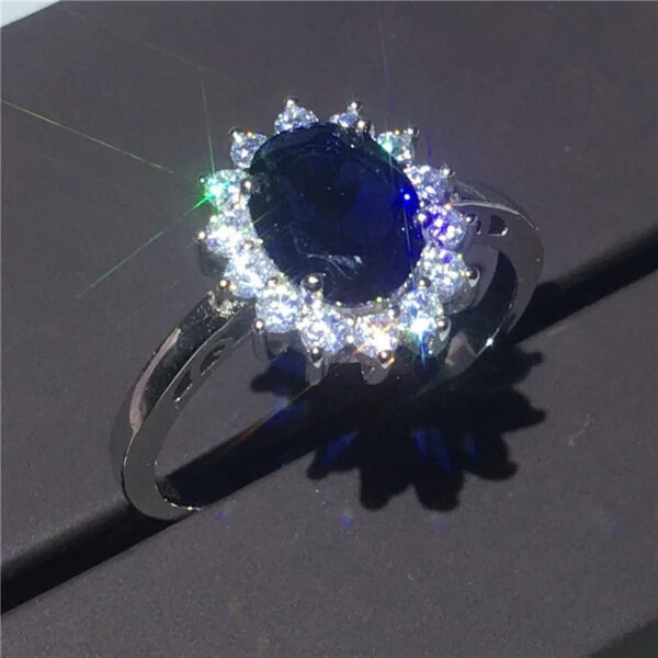 Royal Jewelry Princess Diana Soild 925 Sterling Silver Ring Engagement Wedding Band Rings for Women Bridal Valentines Da