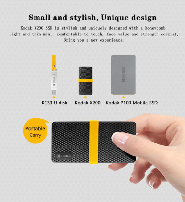Kodak X200 Portable SSD 2TB 1TB USB 3.1 Type C External Drive Hard Disk 512GB 256GB Solid State Drive For PS4 Laptop Mac