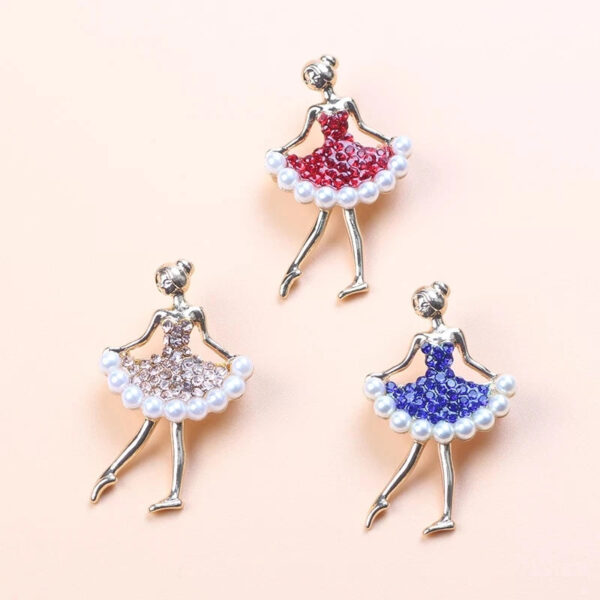 Gymnastics Girl Ballerina Girl Dancer Crystal Brooches for Women Cute Pin Bijouterie Collar Corsage Fashion Wedding Jewe