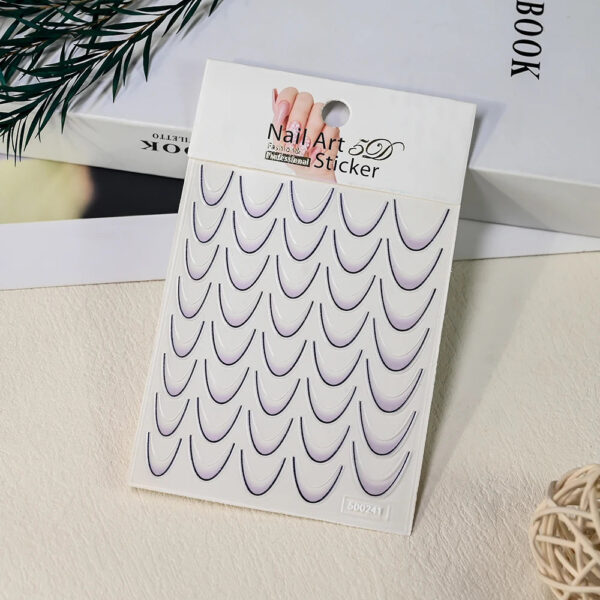 1Sheet French Gradient Line Nail Art Stickers Bend Stripe Design Self-adhesive Nail Tips DIY Manicure Decor Neon Slider