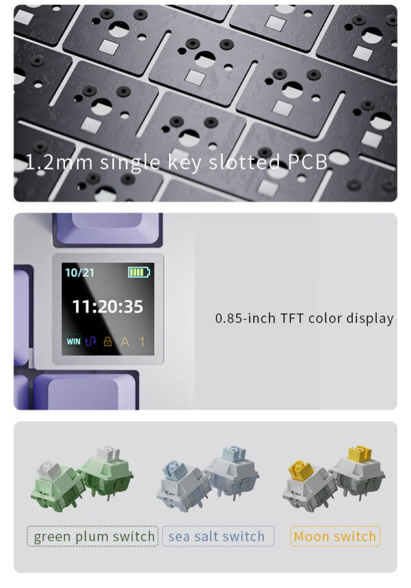 AJAZZ AK820/AK820Pro Mechanical Keyboard TFT Screen Multifunctional Knob Gaming Keyboard Wired/2.4GHz/BT Connect PC Keyb