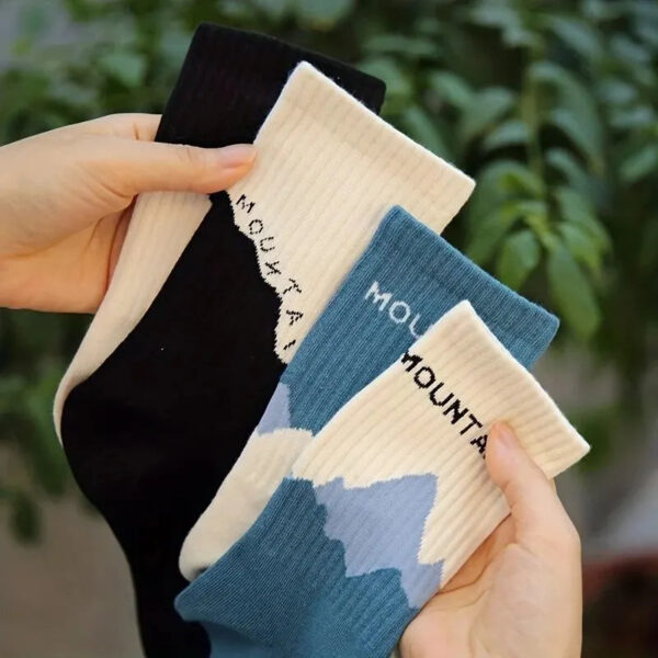 4pairs Unisex Graphic Socks, Comfortable Breathable Soft Crew Socks For Workout, Casual Walking, Running, Sports, Women