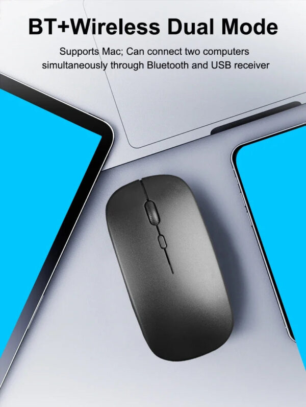 Portable Wireless Mouse Bluetooth-compatible 2.4GHz Dual Modes Computer Mice with Nano Receiver for Notebook PC Laptop M